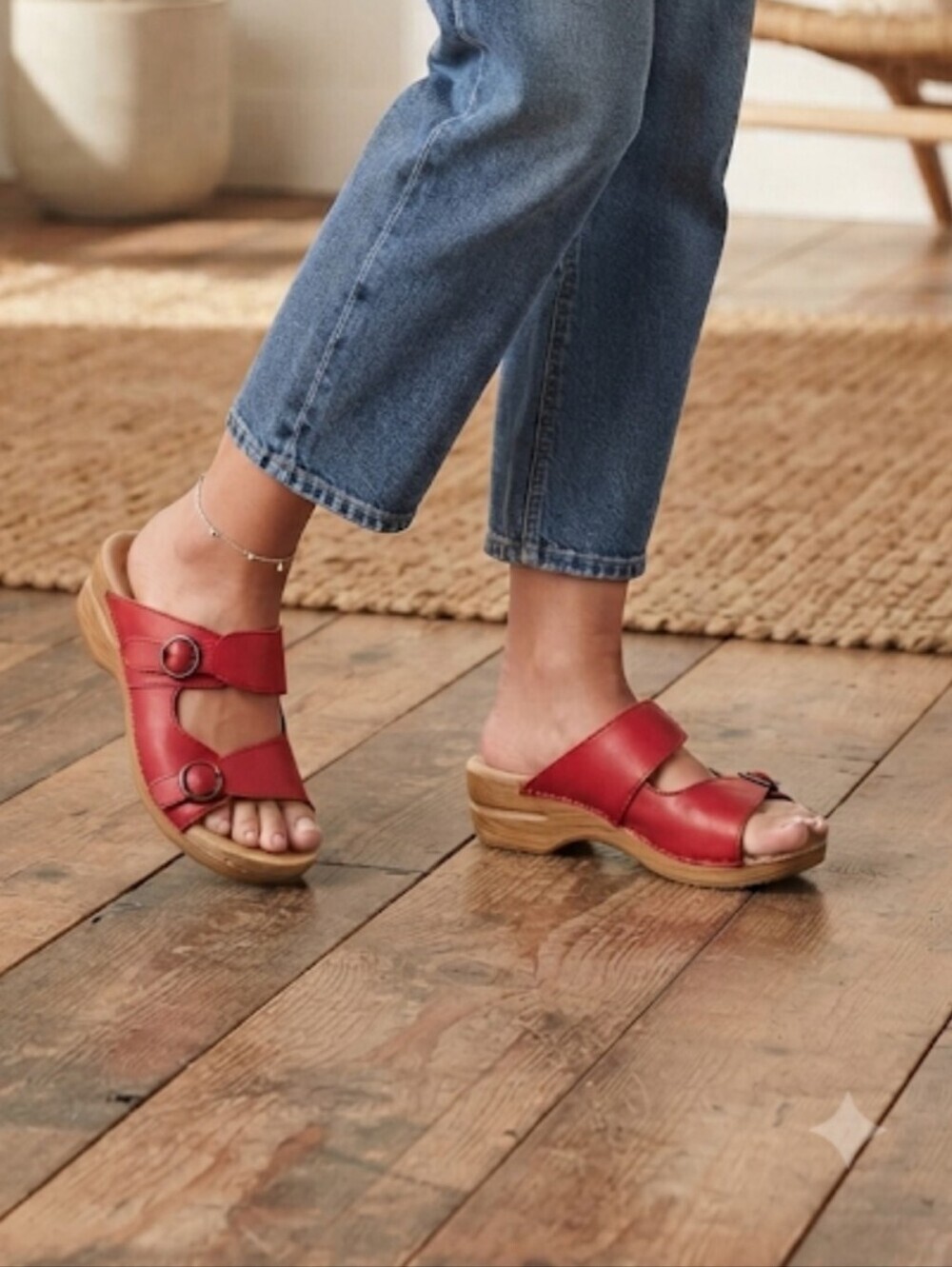 Sanita By Dansko Red Leather Women's Mules Mary Jane Shoes Sz 40/8.5-9